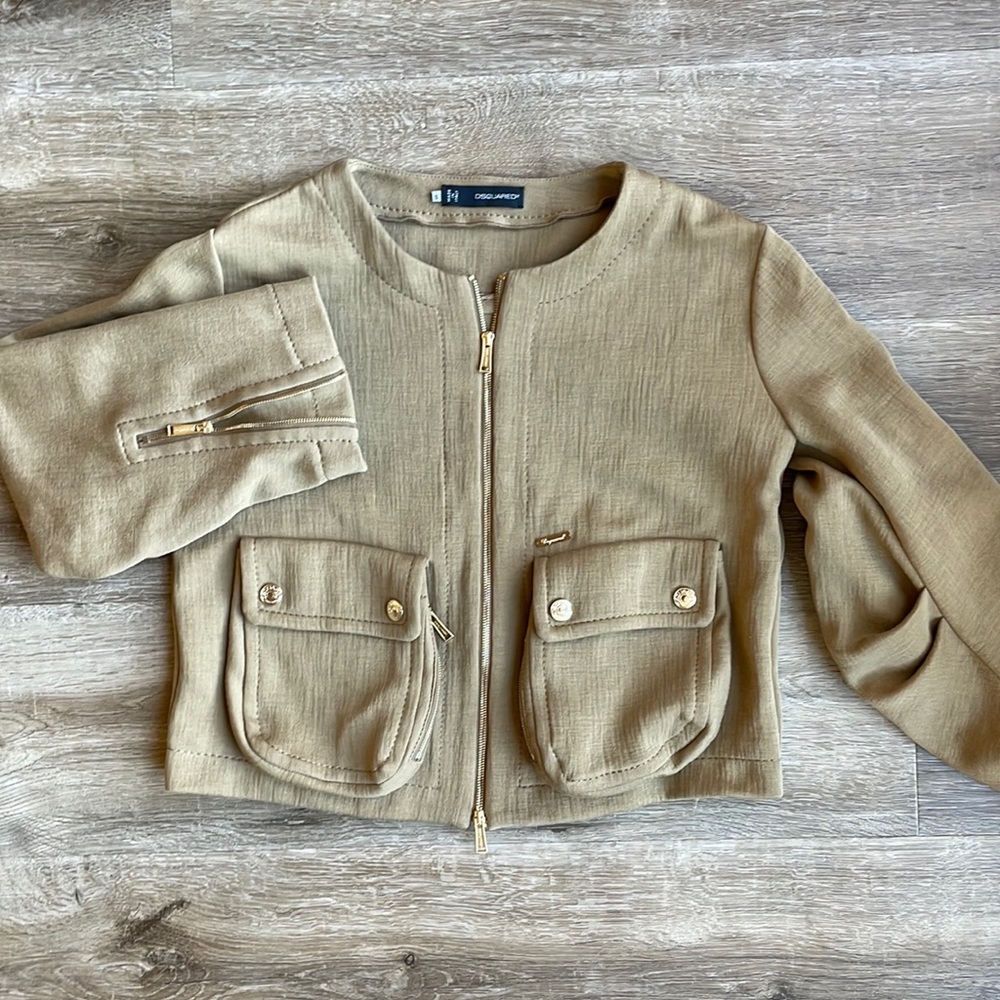 Dsquared cropped camel jacket